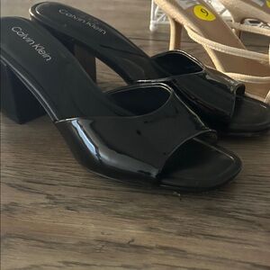 Calvin Klein Black Patent Mules
